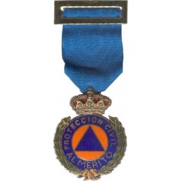 Medalla Merito Protección Civil Dtvo Azul Oro