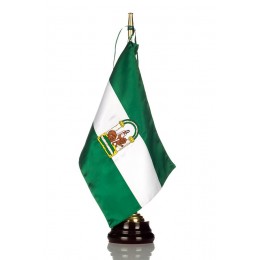 Bandera seda Andalucía con Peana de madera 